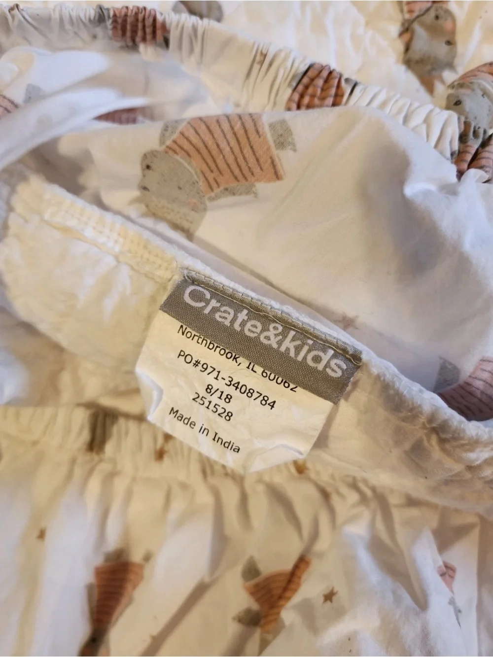 Crate and Barrel Baby Quilted Princess Hippopotamus Print Changing Cover